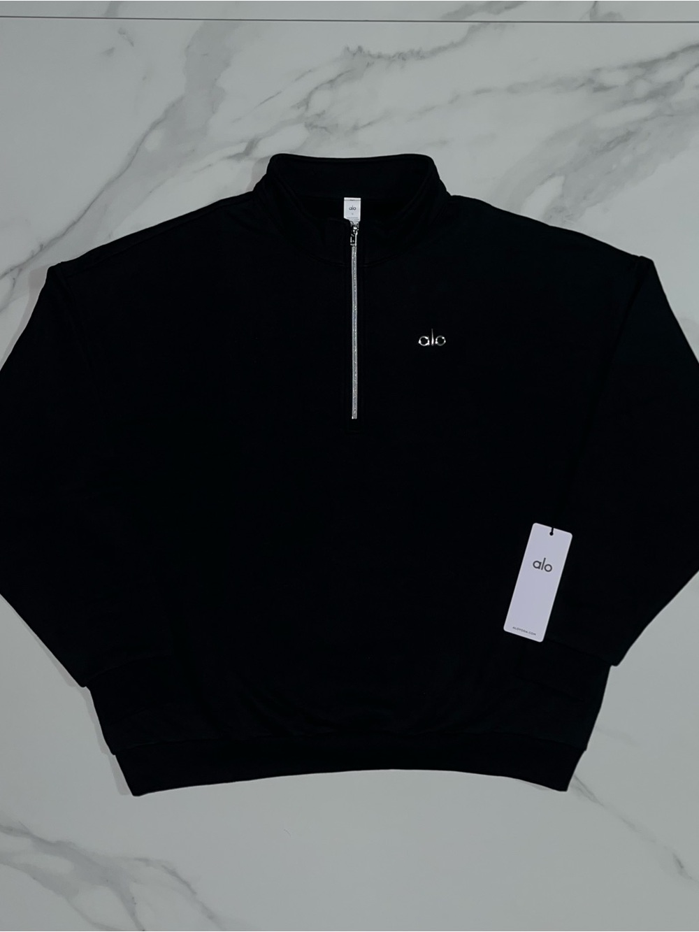 ALO Yoga Black Quarter-Zip Pullover Sweatshirt